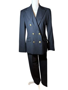 Brooks Brothers Navy Double-Breasted Blazer with Gold Buttons and Pants Suit